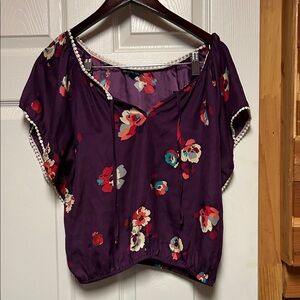 American Eagle Outfitters Dark Purple Floral Top